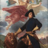 Mäktigt porträtt av Karl XII med Svea lejon och ryktbarhetsgudinna. Finns som poster hos Royal Posters.