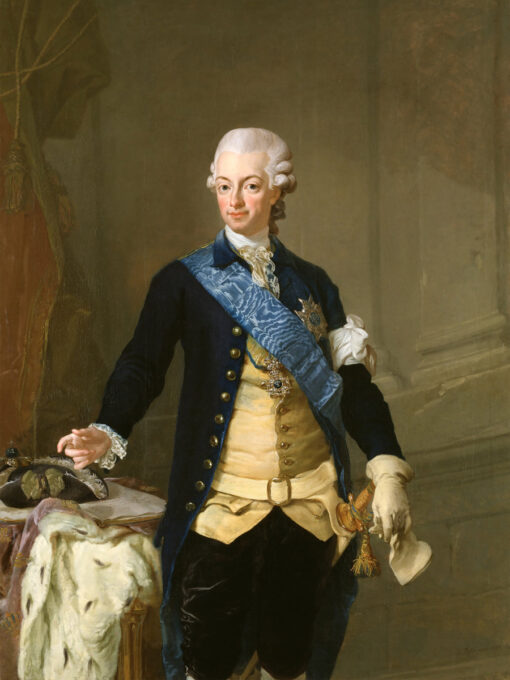 Gustav III med frihetsbindeln och den nya författningen. Poster hos Royal Posters