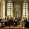 En poster av målningen Lektyr på Drottningholm som är gjord av den store konstnären Pehr Hilleström. I målningen ser vi bland annat Gustaf III och drottning Sofia Magdalena.