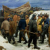 Skagen målaren Michael Ancher med en vacker målning på flera fiskare, finns nu som poster.