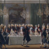 Publik spisning på Stockholms slott på nyårsdagen gjord av Pehr Hilleström 1779, nu reproducerad till konstposter.