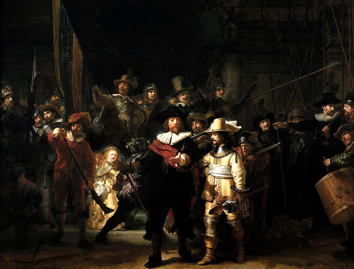 Rembrandt Van Rijn Målare Artister The Night Watch royalposters konstposters och historiska posters nattvakten En poster av den mycket kända målningen Nattvakten, på engelska The Night Watch.