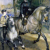 En poster på målningen Rider i Bois de Boulogne gjord av Pierre-Auguste Renoir
