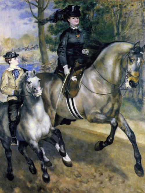 En poster på målningen Rider i Bois de Boulogne gjord av Pierre-Auguste Renoir