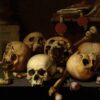 Mystisk målning med många detaljer, Vanitas stilleben av Jansz van der Shoor (1640-1672) finns nu som poster hos Royal Posters.