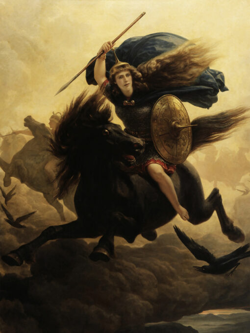Poster av motivet från nordisk mytologi "Valkyria", gjord av Peter Nicolai Arbo.